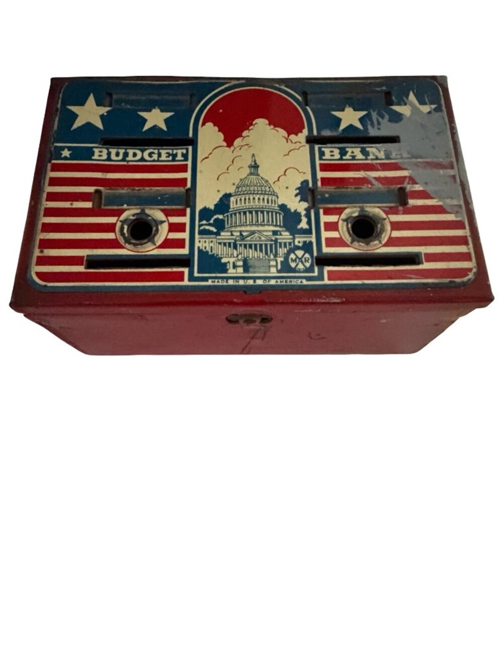 Vintage Marx MAR Tin Budget Bank Patriotic Capitol Coin Bank 1940s